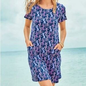 Lilly Pulitzer Cody Swingdress Oyster Bay Navy On The Catwalk Leopard Print